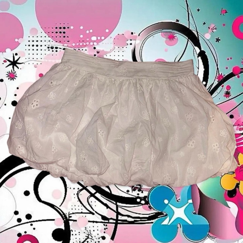 vtg y2k passport 100% cotton coquette lowrise bubble eyelet mini skirt, sz md